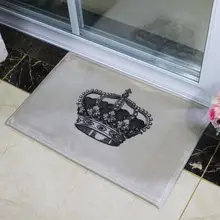 Простой бархатный плюшевый коврик с принтом короны, Противоскользящий коврик для двери, коврик для внутренней водопоглощающей стопы