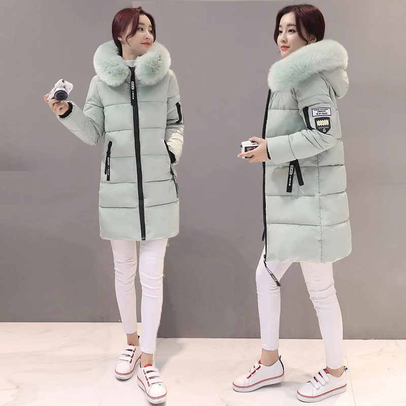 Nouvelle Longue Veste Fourrure La Bas Femme Taille Le Vers Femmes W132 De rose Coton Grand Noir vert Hiver Slim gris Mode Plus blanc Manteau Col Capuche 2016 Cwqpx5Xt