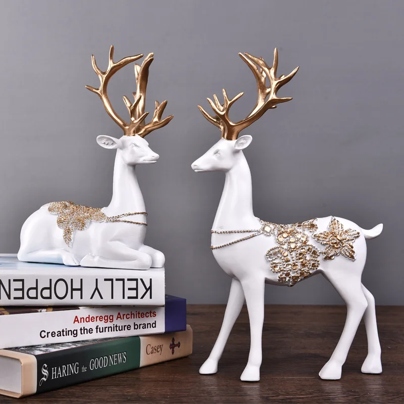 2018 Newest  Deer Apple Animal Luxury Resin Crafts home decoration accessories decoracion hogar House decorated statue veneers