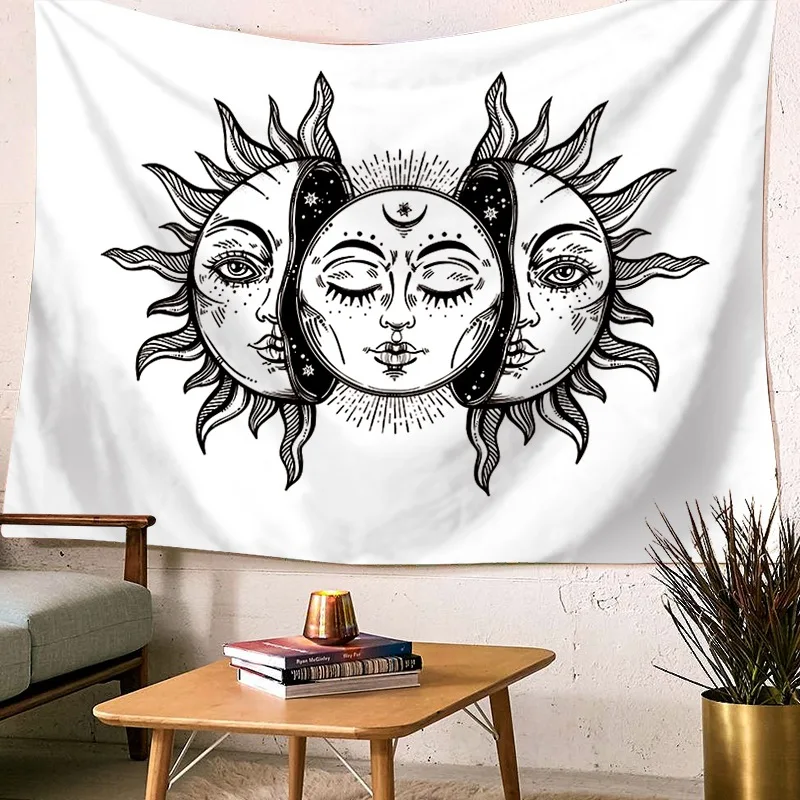 

Sun And Moon Witchcraft Tapestries Polyester Hippie Bohemian Home Boho Decor Mandala Psychedelic Wall Psychedelic Chakra Hanging
