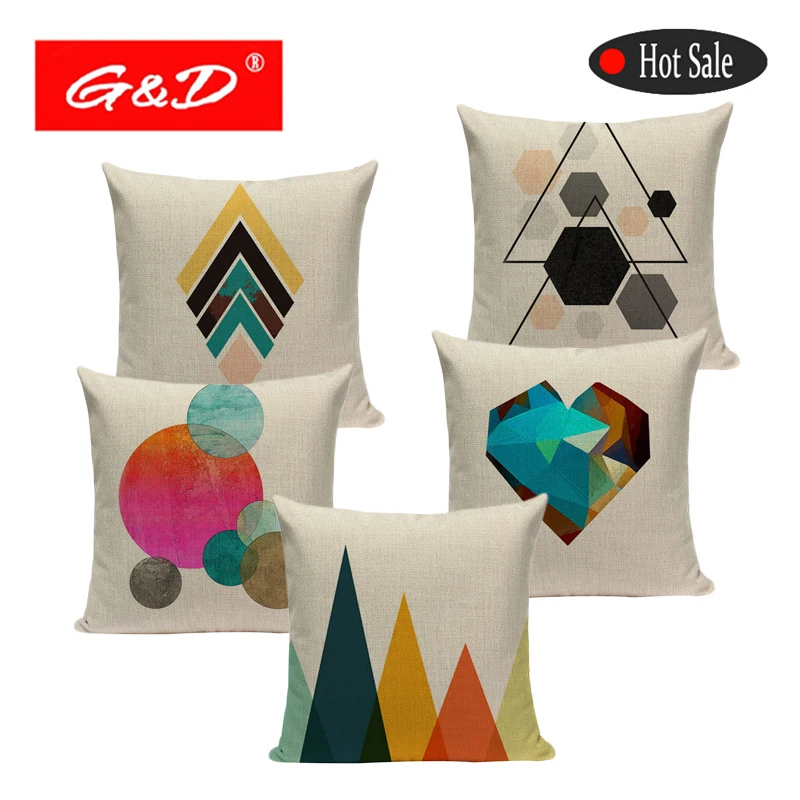 

Nordic Style Cushion Covers Geometric Pattern Throw Pillow Case Cotton Linen Creative Decoration for Sofa Car Bedroom Almohada