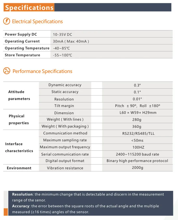 BW-VG400 датчики наклона ракурса двухосевой Инклинометр динамическая точность 0,3/статический 0,1 разрешение 0,01 градусов RS232 RS485 выходной сигнал от транзисторно-транзисторных логических схем