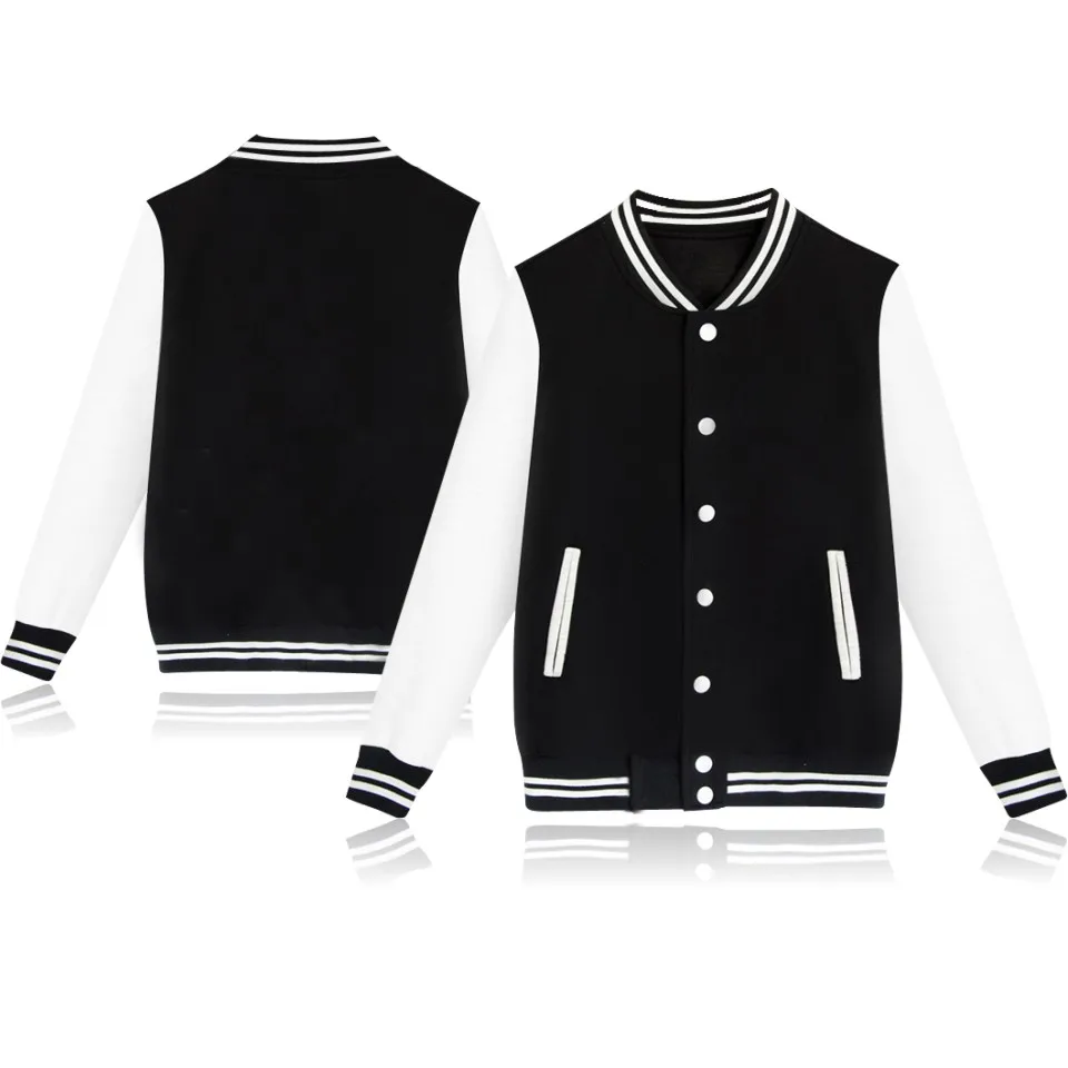 VAGROVSY зимняя бейсбольная куртка для женщин и мужчин, спортивная одежда для колледжа, флисовые куртки, приталенный свитер, куртка для мужчин s, однотонная - Цвет: black