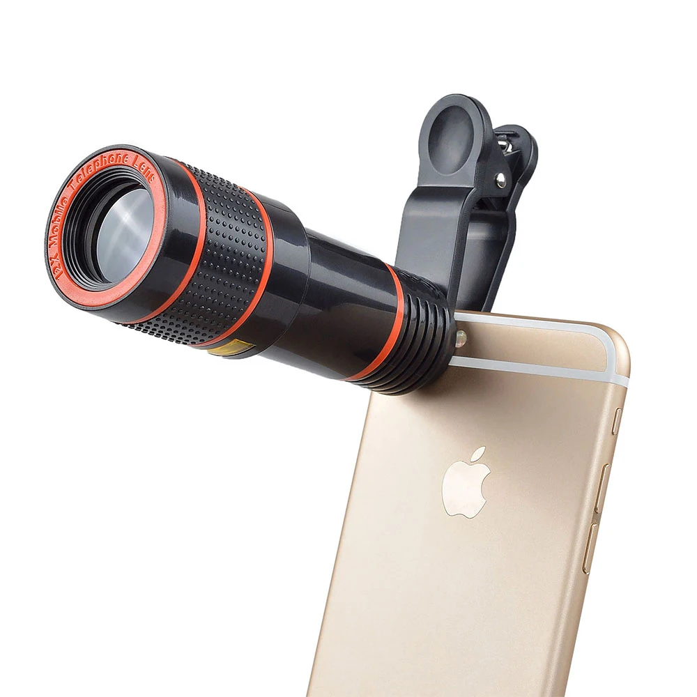 Универсальный 12X зумом Объективы для телефонов iPhone 7 Plus 6 Andriod iOS смартфонов Clip On