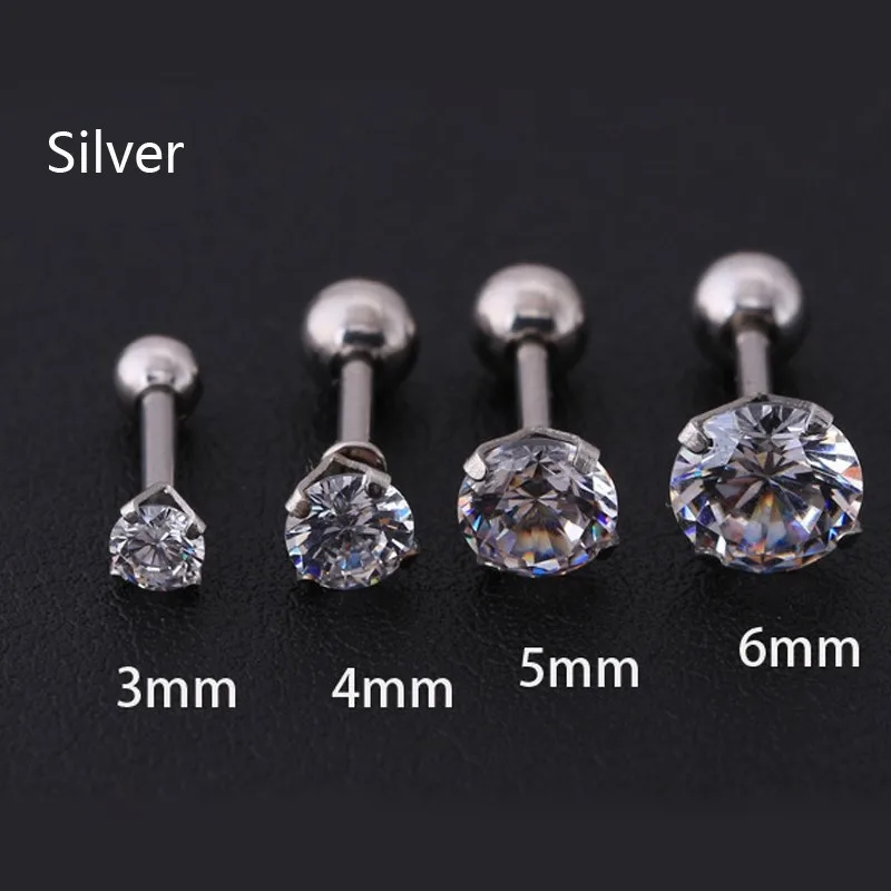 1 pcs/bag Size 3/4/5/6mm 4 Colors Medical titanium needle True zircon Ear Studs Boys and girls Earrings For DIY Party Earrings - Image 6