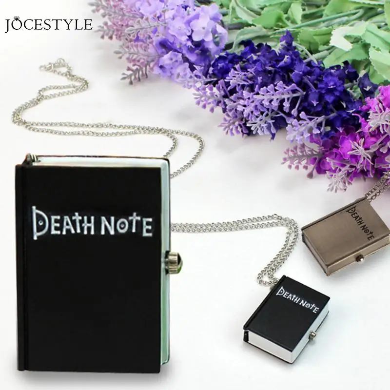 

Women Mens Necklace Black Bronze Book Death Note Pendant Necklace Pocket Watch Jewelry for Men Women 40CM Decor Gifts