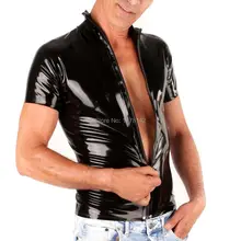 Мужские латексные топы на молнии спереди