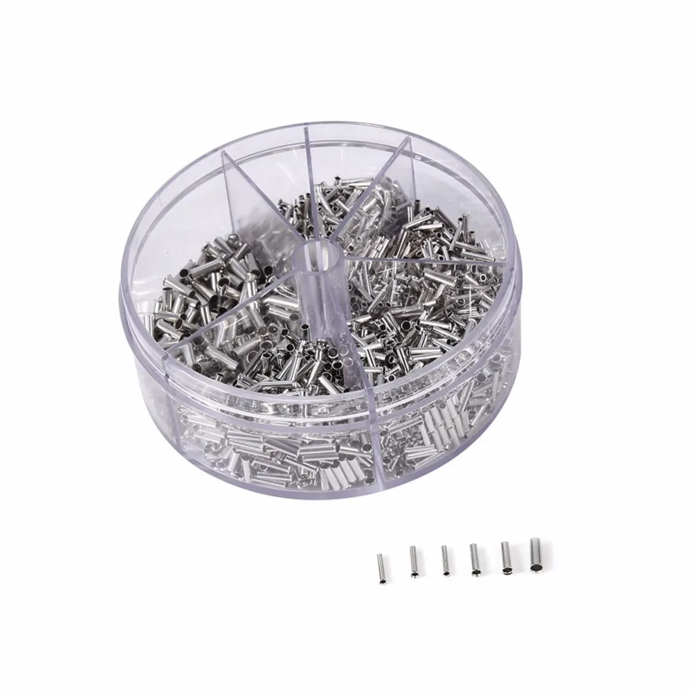 1900pcs Ferrule Kit Wire Crimp Connector Non Insulated Electrical Crimp Cord Metal Wire End Terminals 5 types Bare Copper