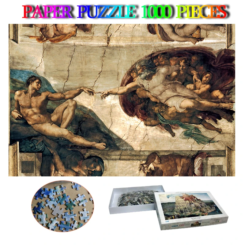 

The Creation of Adam Paper Puzzle Adults 1000 Pieces Jigsaw Puzzles Myth Landscape Puzzle 1000 Piece Adulto Puzzle Toys Gifts