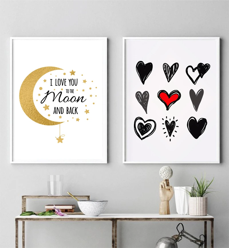 No 343 Print Picture Poster 3er Print Nursery we love you to the Moon and Back 