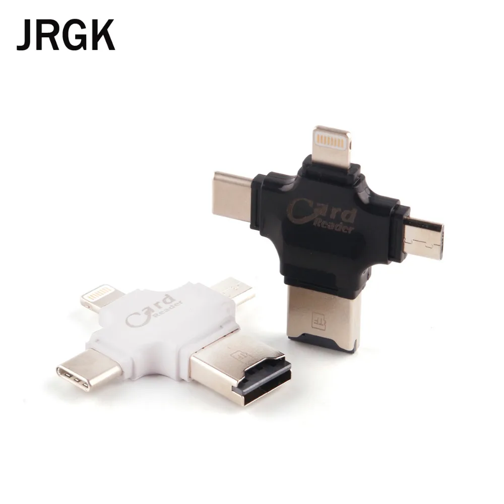 JRGK 4 in 1 Type c/Lightning/Micro USB Memory Card Reader Micro SD Card