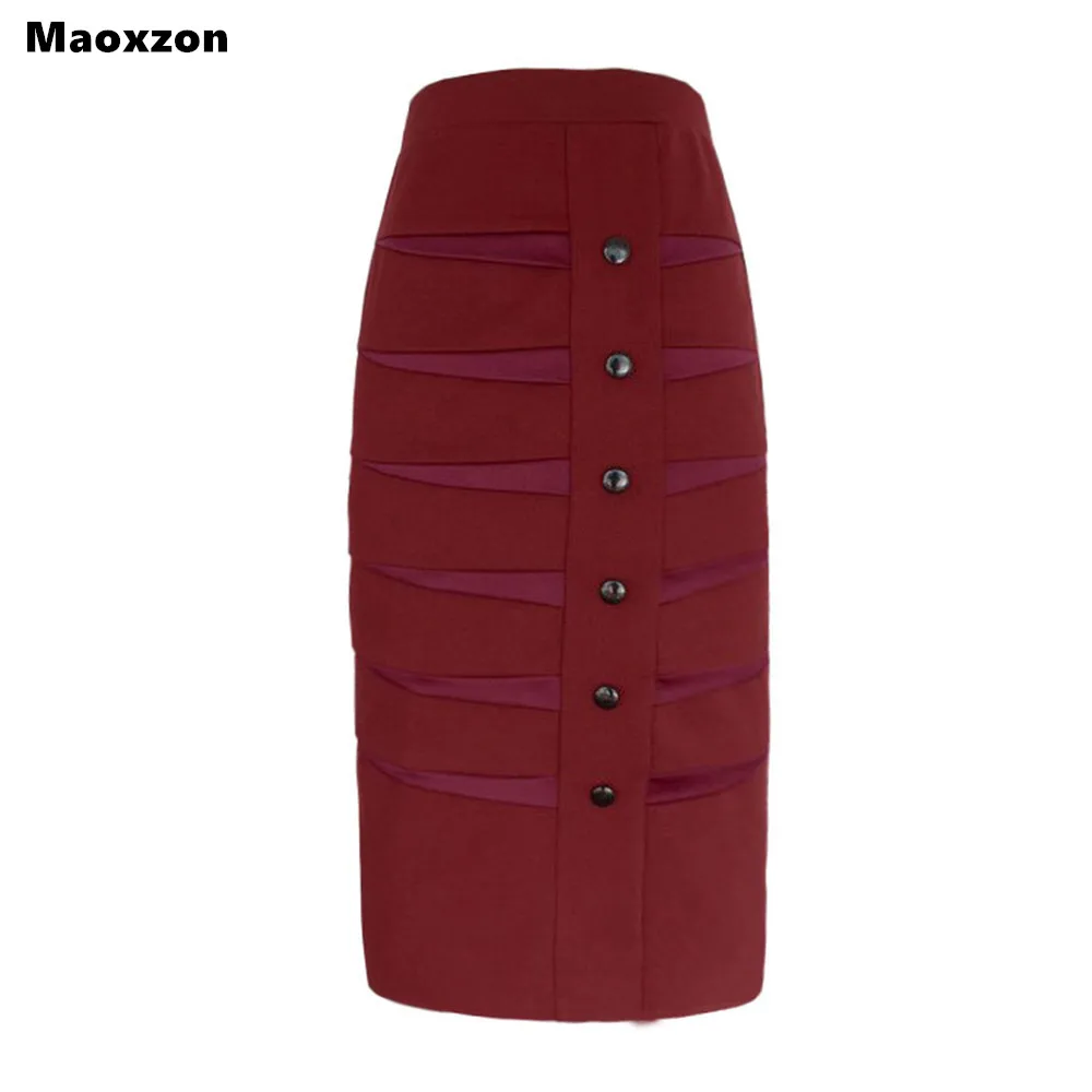 

Maoxzon Womens Fashion Patchwork Pencil Skirts For Woman 2018 Europe and America Style New Slim Sheath Middle Skirt Plus Size