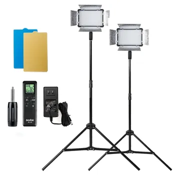 

Free DHL 2X Godox LED500LRW 5600K Studio Video Light w/Reflectors+Remote Controller+200cm Screw Light Stand for PhotographyCD50