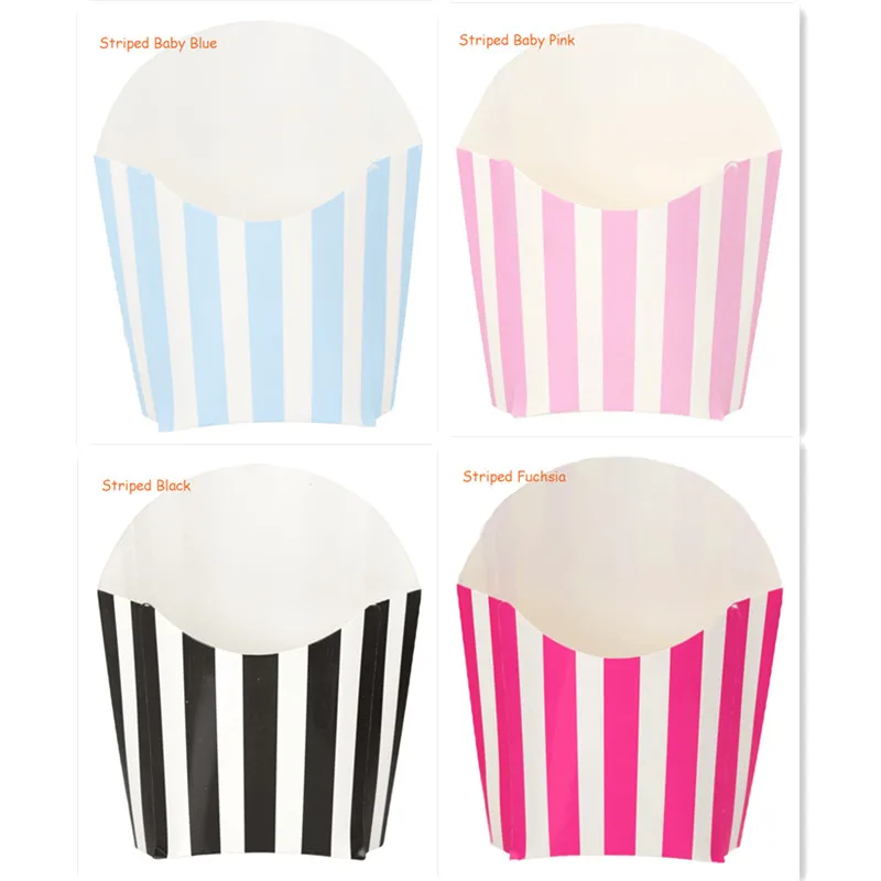 

Pack of 12 Striped French Fry Boxes Containers Party Favor Boxes Baby shower wedding Party Table Supplies