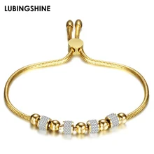 Роскошные из нержавеющей стали Регулируемые кольцеобразные браслеты золотые Серебристые цепи браслет Женская мода кристалл диско шар ювелирные изделия