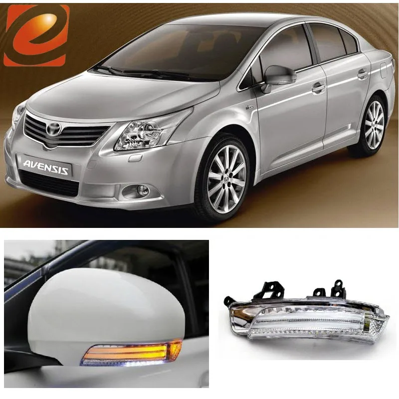 EeMrke для Toyota Avensis 2009-2013 боковое зеркало заднего вида СВЕТОДИОДНЫЙ DRL поворотники облученные наземные огни