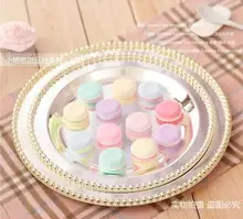 D 25cm/ 30cm silver plated round cake pan with Beaded around wedding cake stand cake display rack for wedding decoration DGP056