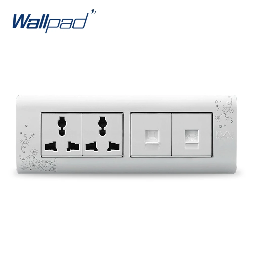 

2019 Hot Sale TEL And Computer 6 Pin Socket Wallpad Luxury Wall Switch Panel Outlet Socket 197*72mm 10A 110~250V