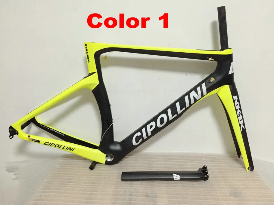 Top 1K/3K Carbon Cipollini NK1K Frame Red Carbon ROAD Bike/Bicycle Frameset + Red Carbon Road Handlebar 10