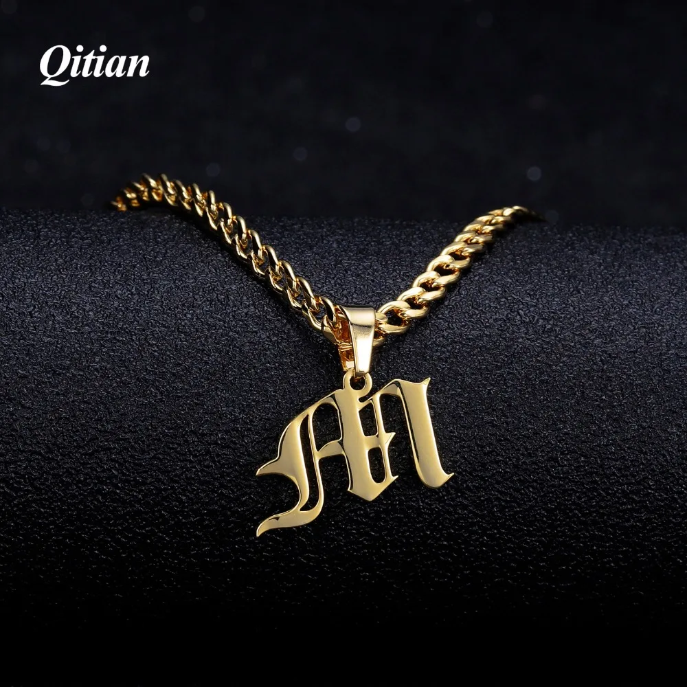 

Old English Style Custom Capital Initial A-Z Letter Pendant Necklaces Beauty Vintage Font Personalized Necklace For Men Jewelry