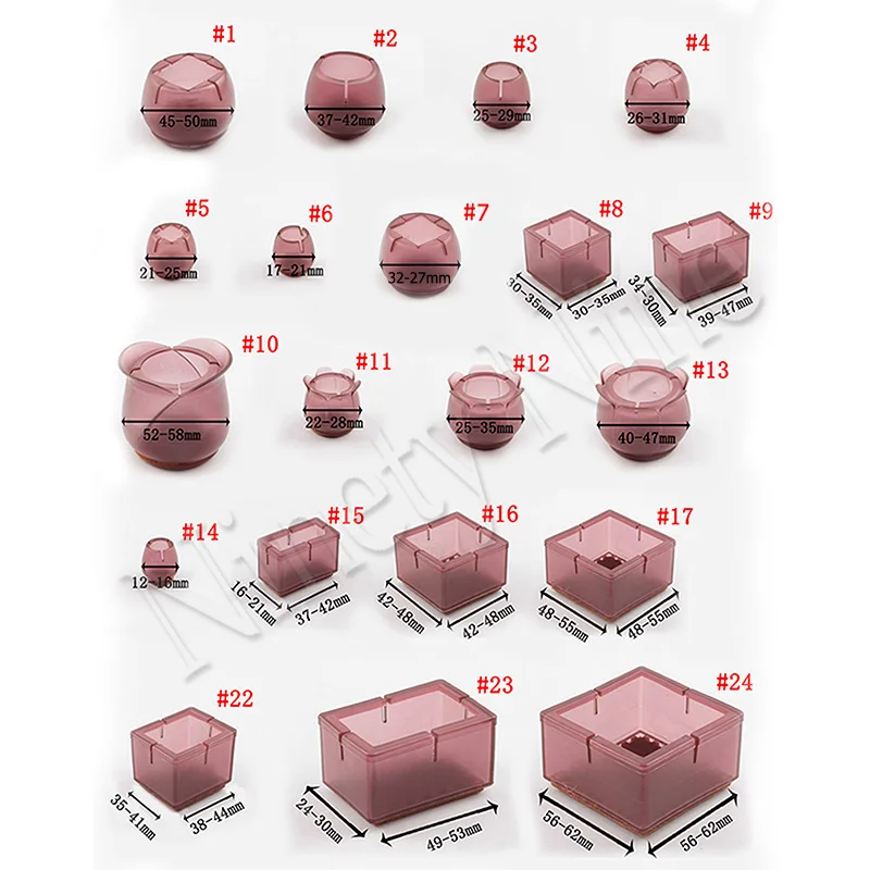 12 шт колпачки для ног стула Ассорти круглые квадратные прямоугольные фетровые силиконовые напольные протекторы мебель стол покрытия для ног темно-красный