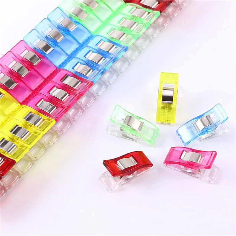 50pcs/Lot Mixed Color Plastic DIY Patchwork Fabric Clips Clamps for