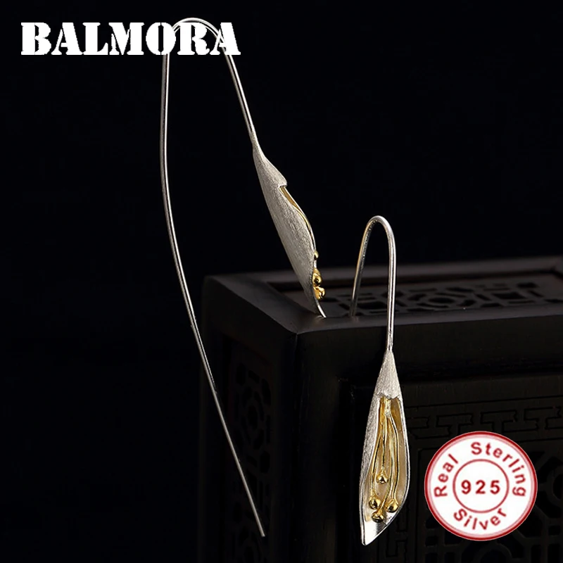 

BALMORA 925 Sterling Silver Bud Flower Personality Dangle Earrings for Women Party Vintage Fashion Gift Jewelry Brincos JWE1034