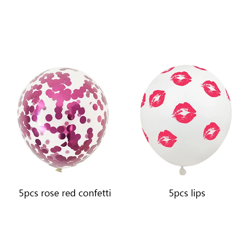 10Pcs 12Inch Confetti Balloon Red lips kiss Me Latex Inflatable Party Supplies Birthday Decorations kids Balloons Wedding - Цвет: 5lips 5Rose red