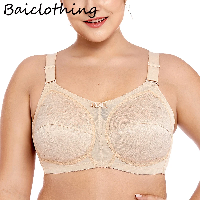 

36 38 40 42 44 B C D DD E BAICLOTHING Womens Full Coverage Plus Size Non-padded Underwear Lace Firm Comfort Support Unlined Bra