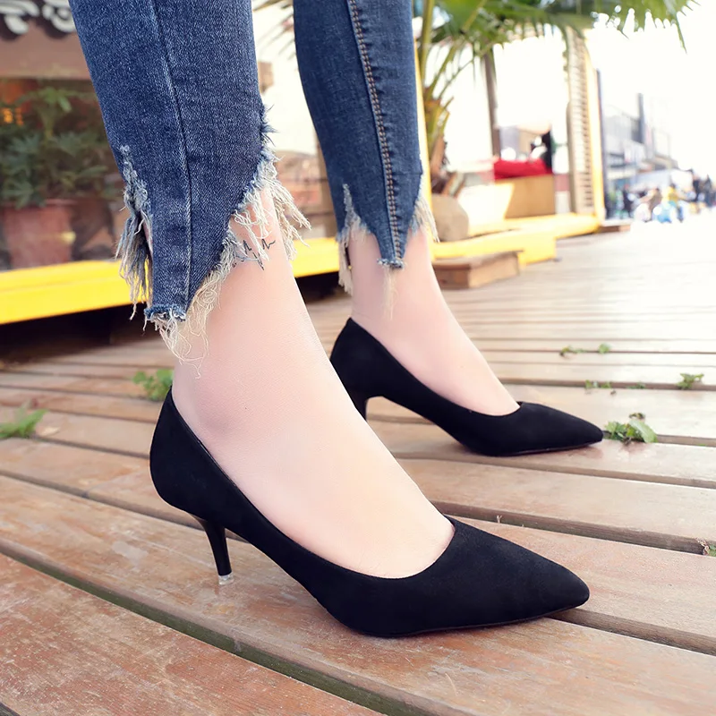Большие размеры 34-42; женские туфли-лодочки на высоком каблуке; модельные туфли с закрытым носком; женские водонепроницаемые мокасины на толстом каблуке; Черная Женская обувь; zapatos mujer; 33h22