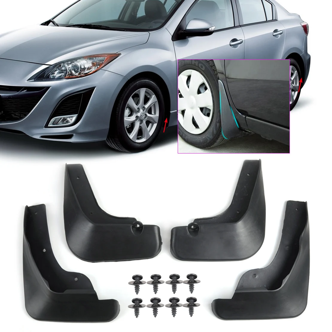 Beler 4 шт./компл. брызговики брызговик Mudguard с винтами для Mazda 3 i седан 2009 2010 2011 2012