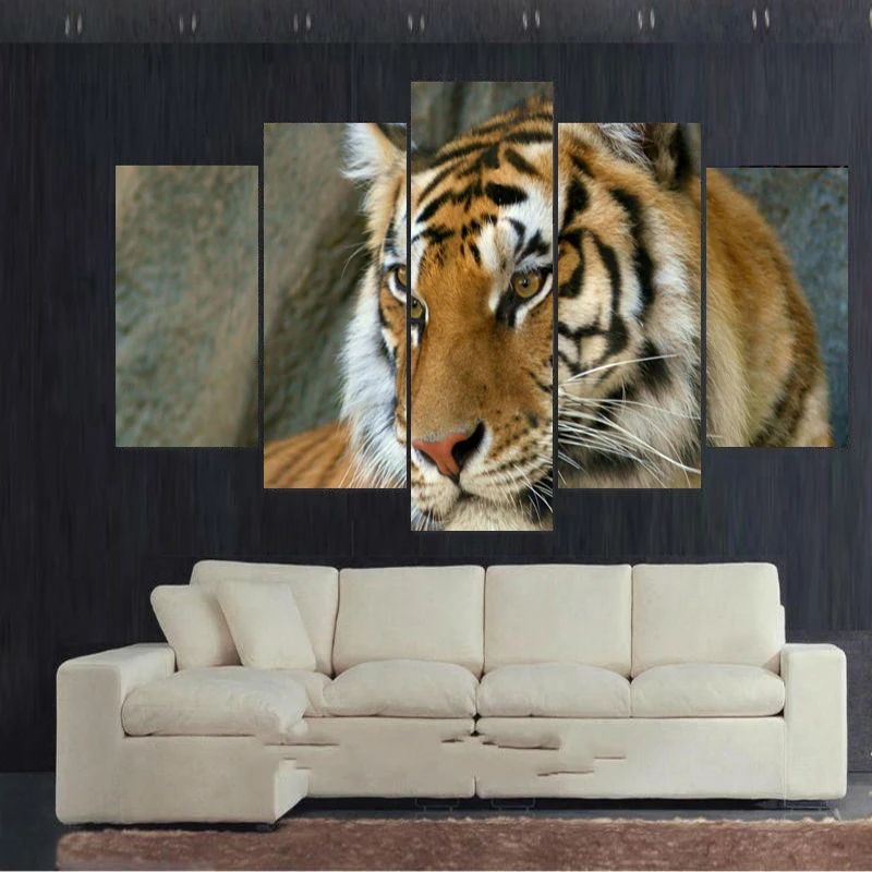 Bengal Tiger Spray Painting set of 5 For Office Room Decor Wall