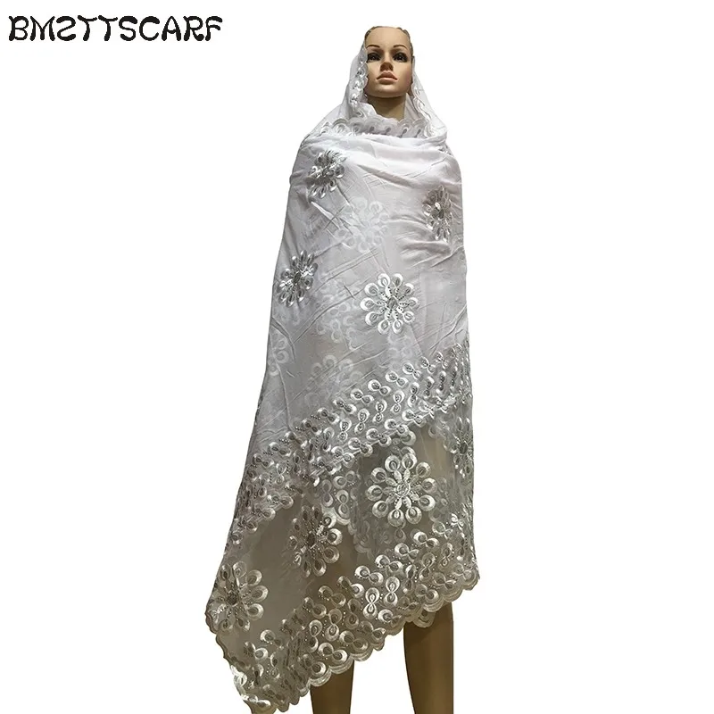 Новые африканские женские шарфы мусульманские женские большие шарфы с вышивкой хлопок шарф хлопок матч чистый шарф с вышивкой с камнями - Цвет: BM591 14