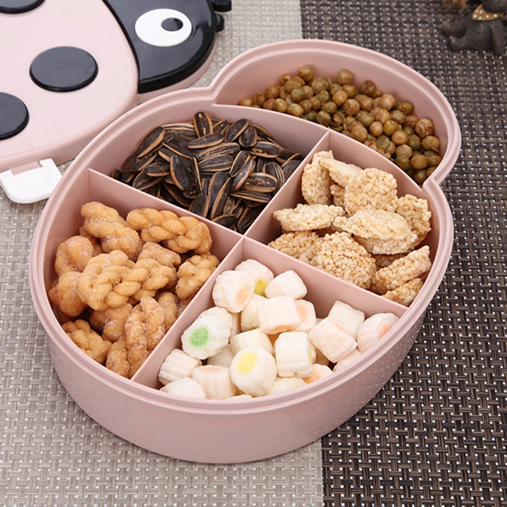 

Lovely Specialty Plates Cartoon Ladybug Dried Nut Fruit Candy Box Home Fruit Food Snack Bowl Storage Plates For New Year Wedding