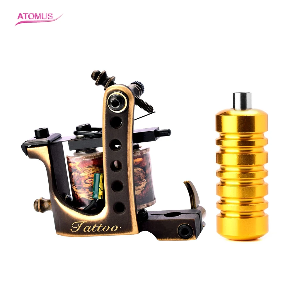 

1PC Copper Tattoo Machine Coil Frame Liner Shader Grip Maquina De Tatuagem Handmade Bobina Tattoo Machine 10 Wraps De Uma Bobina