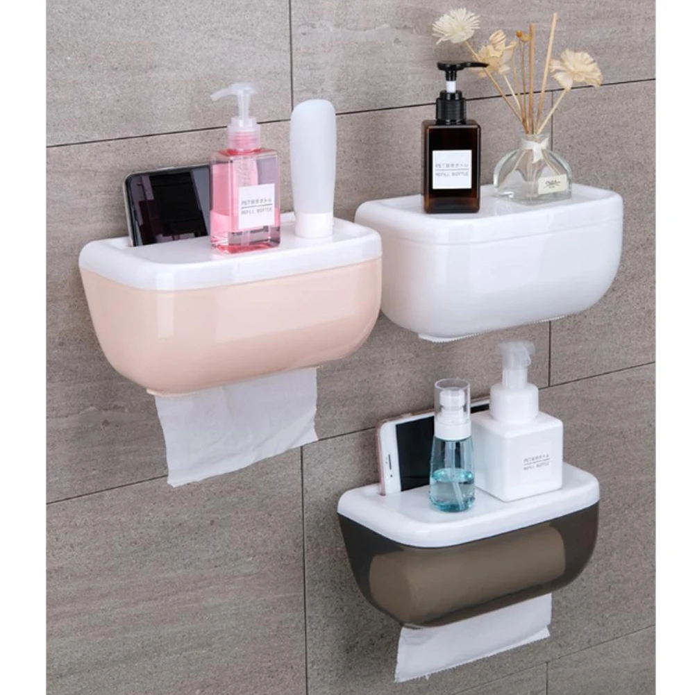 3Colors Toilet Paper Roll Holder Bathroom Tissue Box Dispenser Waterproof Easy Install