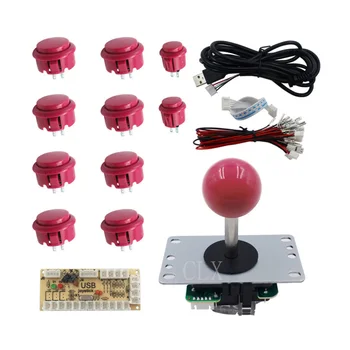 

DIY Arcade Joystick Handle Set Kits 5 Pin 24mm / 30mm Push Buttons Spare Parts Usb Cable To Pc Joystick Button Encoder Plate
