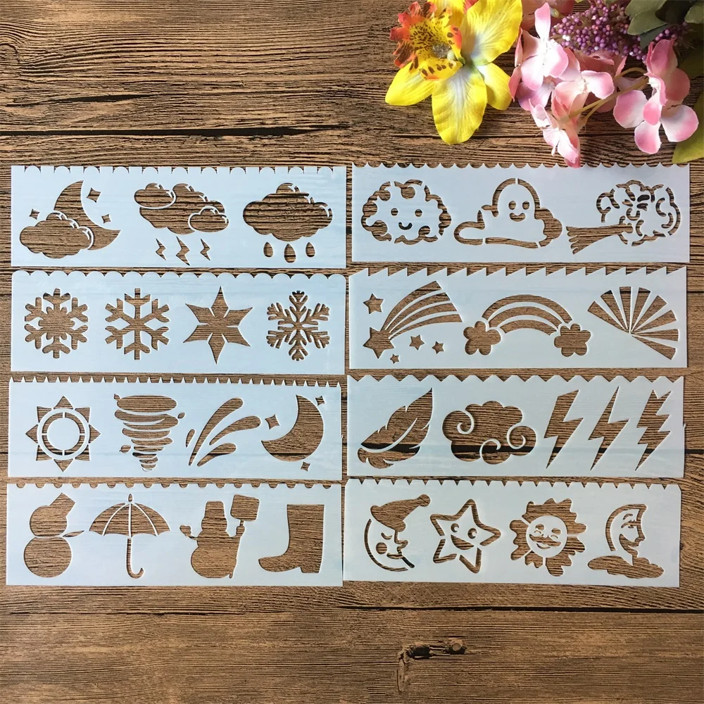 

8Pcs 18.5*5.5cm Sunrise and Sunset DIY Layering Stencils Painting Scrapbook Coloring Embossing Album Decorative Template