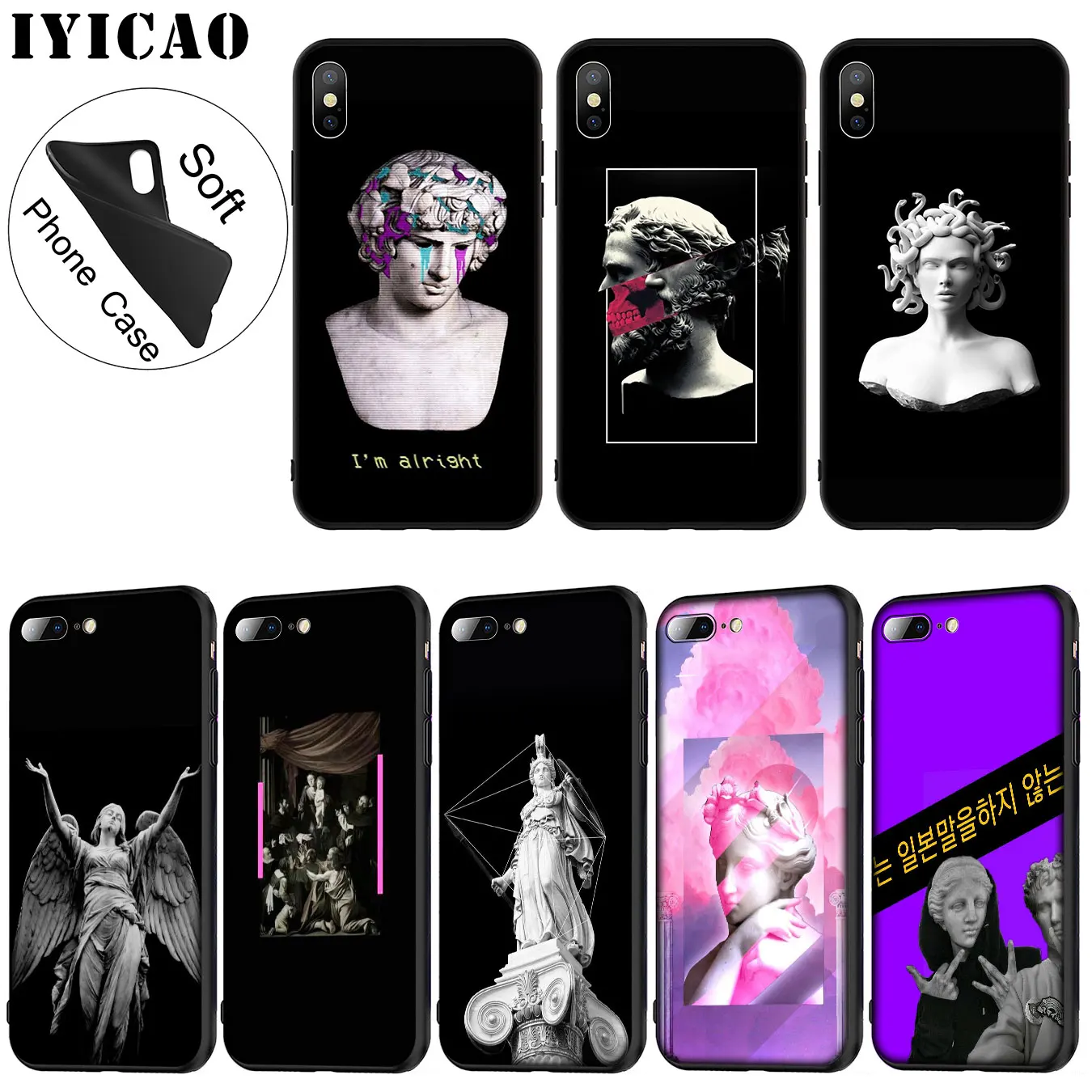 IYICAO Vintage Plaster Statue Art David Soft Silicone Phone Case for iPhone XR X XS 11 Pro Max 6 6S 7 8 Plus 5 5S SE |