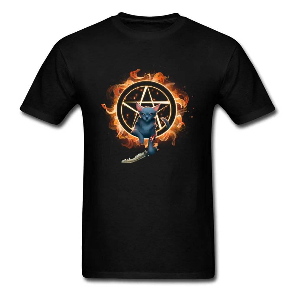 2018 Supernatural KittyCat Cain Geek Short Sleeve T Shirt Summer Round Collar 100% Cotton Tops Shirt for Men Tees Customized Supernatural KittyCat Cain black