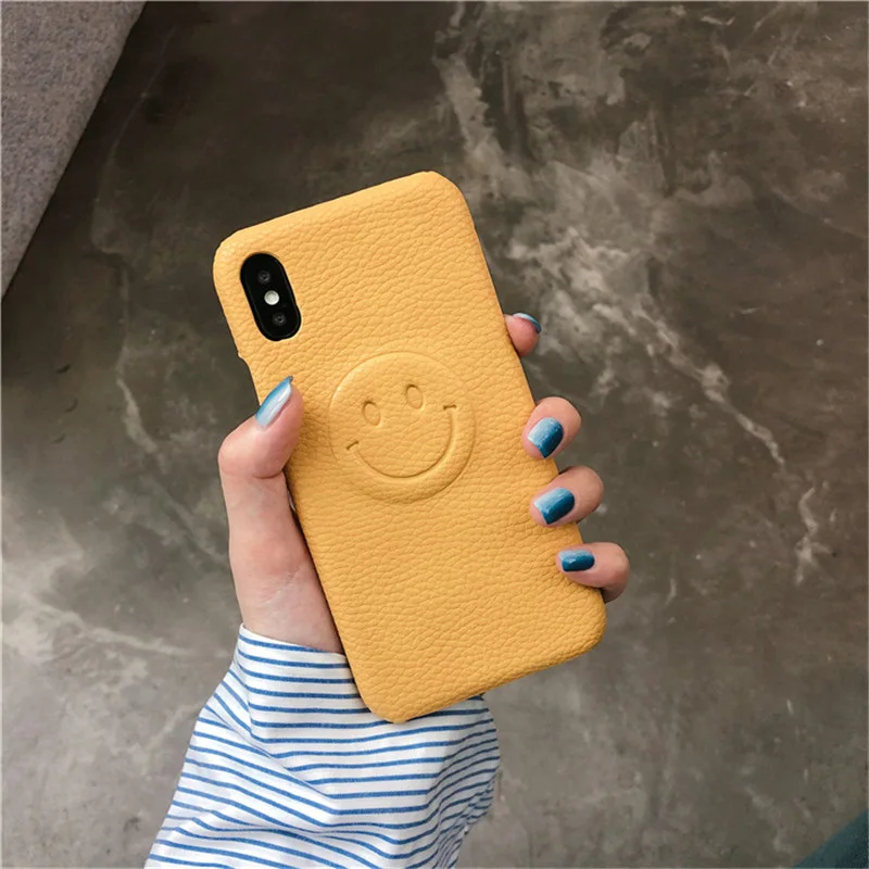 Mr. orange чехол для телефона из искусственной кожи для iPhone X, 8, 7, 6, 6s Plus, мультяшный 3D чехол с улыбающимся лицом, чехол s, чехол для iPhone 7, 8 Plus - Цвет: yellow
