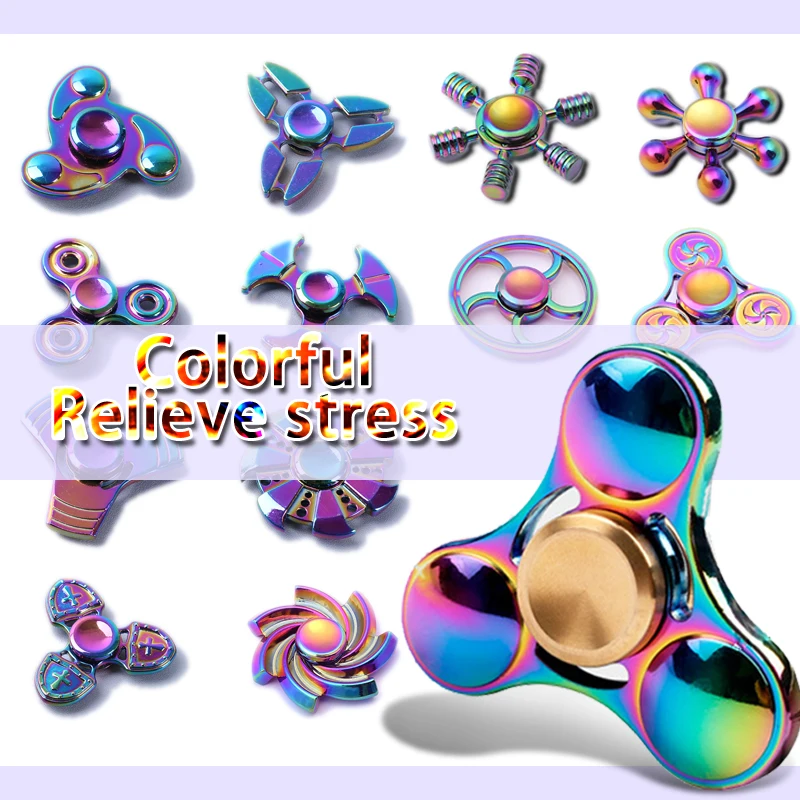 Fidget Spinner Tri Spinner Colorful Five Beeds Star Bat Heart Triangle Wheel Fly Dragon Metal Hand