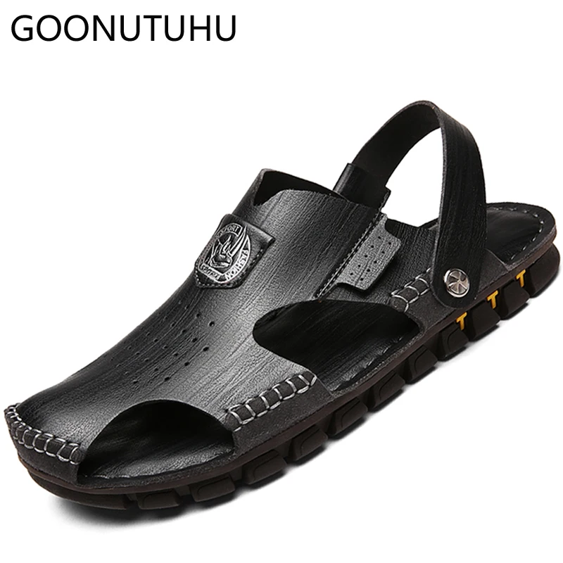 

Fashion men's sandals casual genuine leather 2019 summer shoes male breathable beach sandal shoe flat sandals for men hot sale