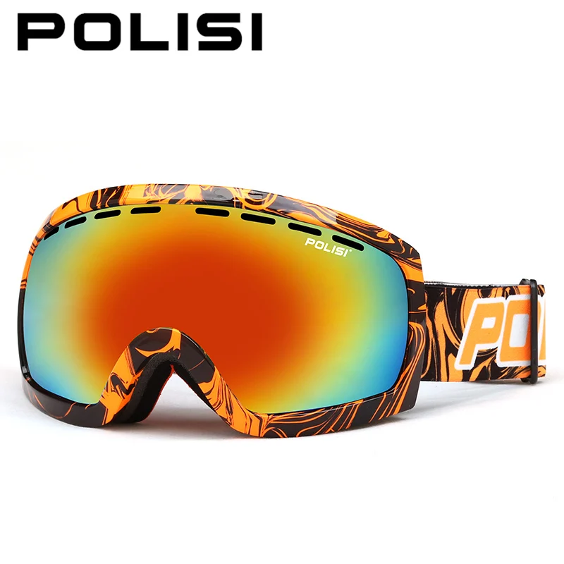 POLISI мужские и женские лыжные очки UV400, двухслойные линзы, очки для сноуборда, лыжного спорта, зимние лыжные очки для скейтборда, защитные очки - Цвет: Graffiti 17