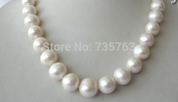 

xiuli 0015093 stunning big 11-14mm round white freshwater cultured pearl necklace
