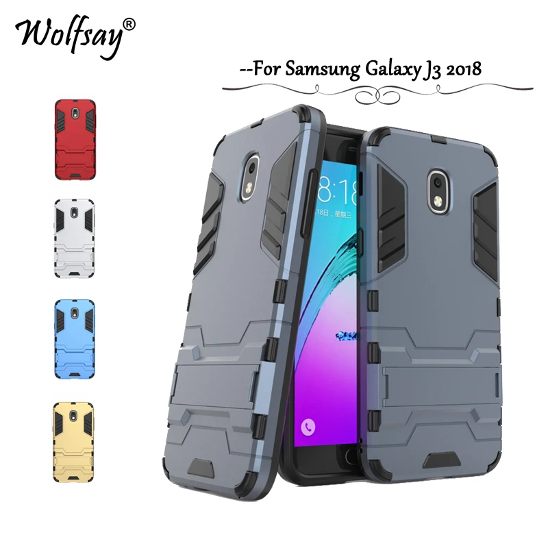 

Wolfsay Cover sFor Samsung Galaxy J3 2018 Case Slim Robot Armor Rubber Capa FOR Phone Case Samsung Galaxy J3 2018 SM-J337 Cover