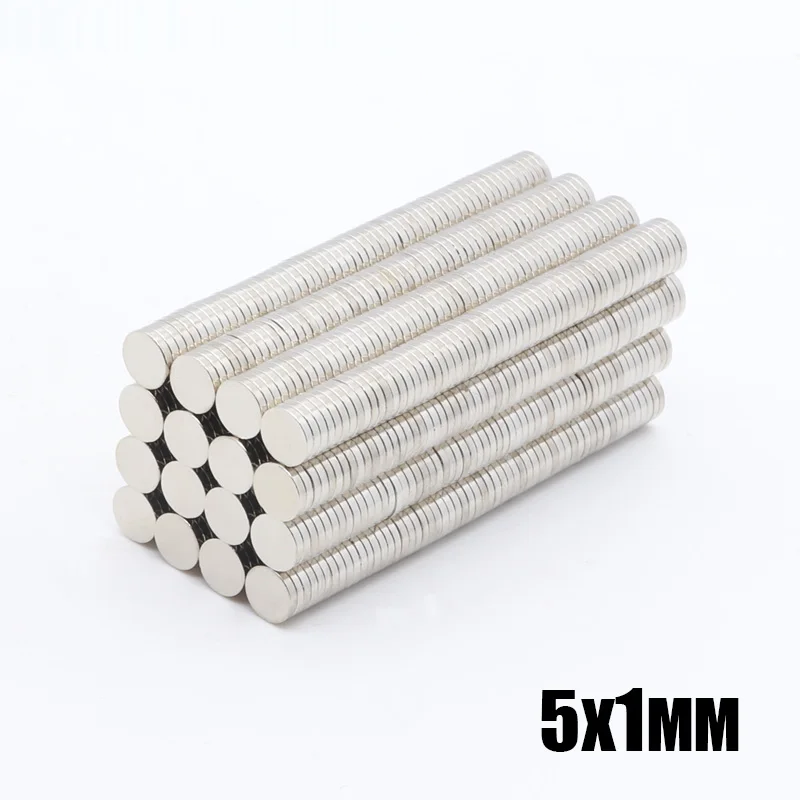 

500pcs 5x1 mm Neodymium magnet 5*1mm Rare Earth small Strong Round permanent 5*1mm fridge Electromagnet NdFeB nickle magnetic