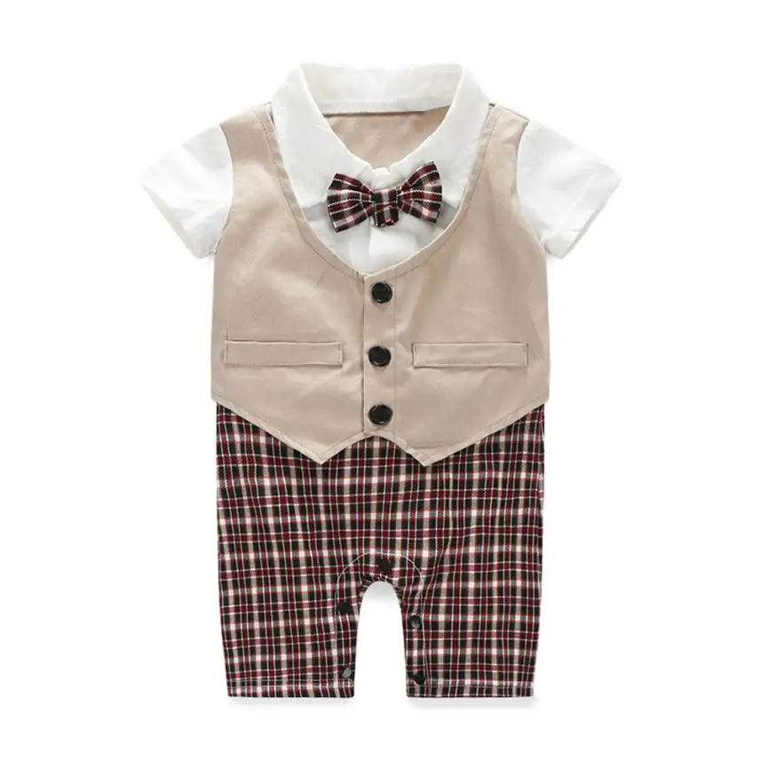 2016 Fashion Baby Boy Formal Party Christening Wedding Tuxedo Waistcoat Bow Tie Suit Jan18in