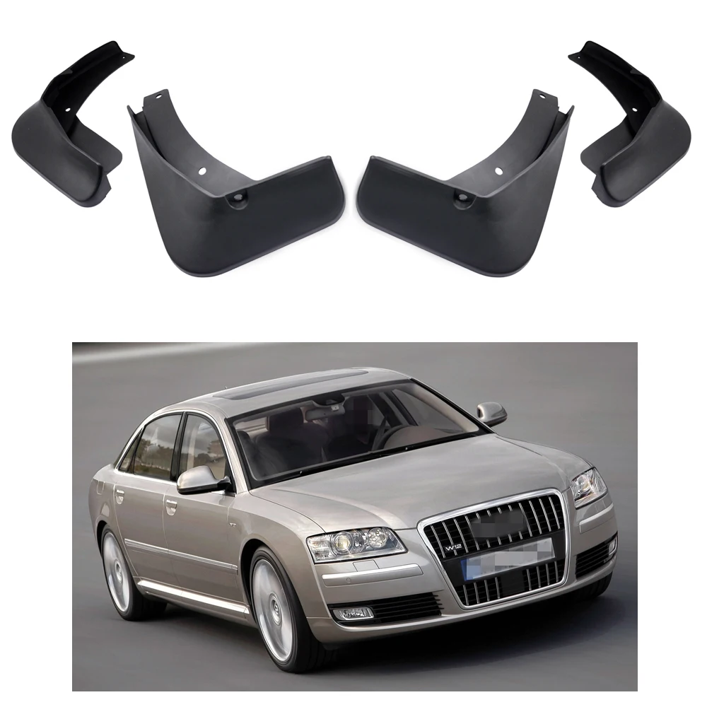 

4PCS/set Plastic and Rubber Car Mudguard Splash guards fender mud flaps For Audi A8L 2008-2010