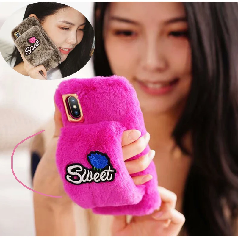 Luxury Fluffy Rabbit Fur Warm Case For iPhone XS Max XR X Case